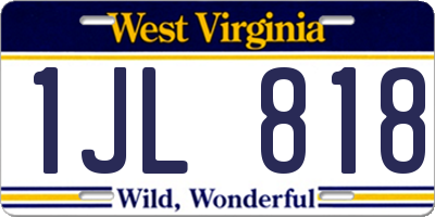 WV license plate 1JL818