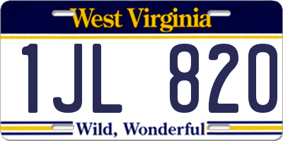 WV license plate 1JL820