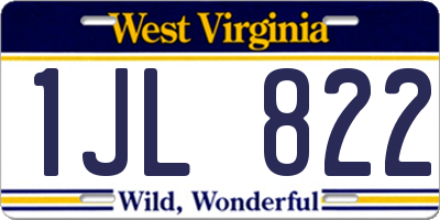 WV license plate 1JL822