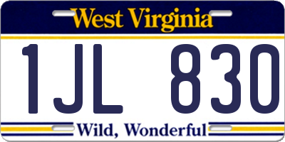 WV license plate 1JL830