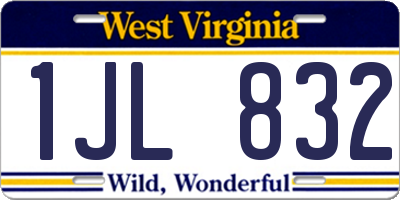 WV license plate 1JL832