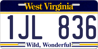 WV license plate 1JL836