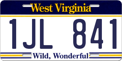 WV license plate 1JL841