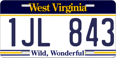 WV license plate 1JL843