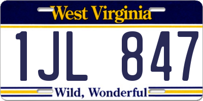 WV license plate 1JL847