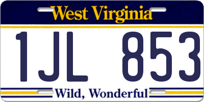 WV license plate 1JL853