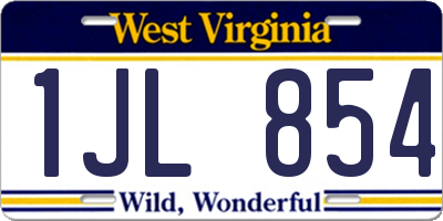 WV license plate 1JL854