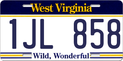 WV license plate 1JL858