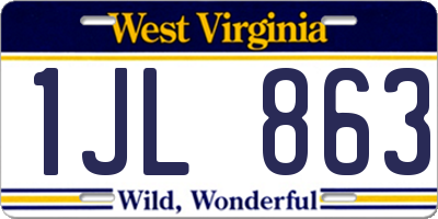 WV license plate 1JL863