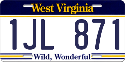 WV license plate 1JL871