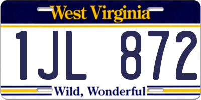 WV license plate 1JL872