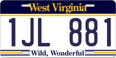 WV license plate 1JL881