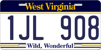 WV license plate 1JL908