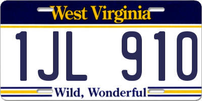 WV license plate 1JL910