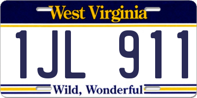 WV license plate 1JL911