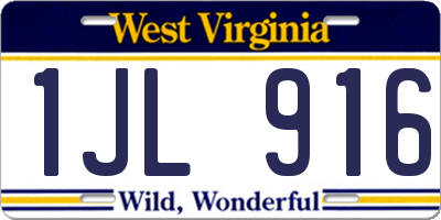 WV license plate 1JL916