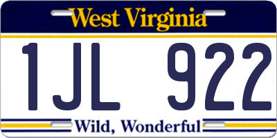 WV license plate 1JL922