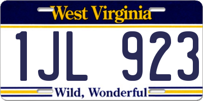 WV license plate 1JL923