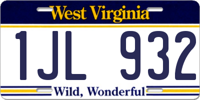 WV license plate 1JL932