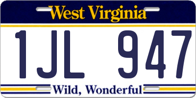 WV license plate 1JL947