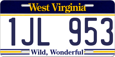 WV license plate 1JL953