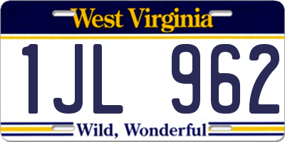 WV license plate 1JL962