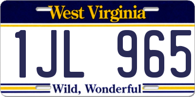 WV license plate 1JL965