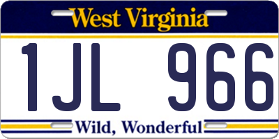 WV license plate 1JL966