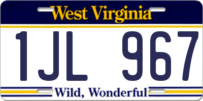 WV license plate 1JL967