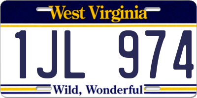 WV license plate 1JL974