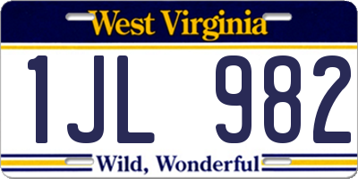 WV license plate 1JL982