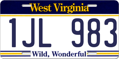 WV license plate 1JL983