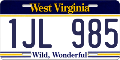 WV license plate 1JL985