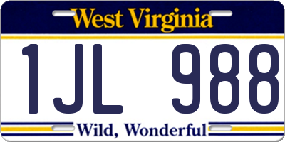 WV license plate 1JL988