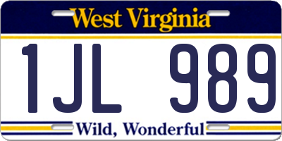 WV license plate 1JL989