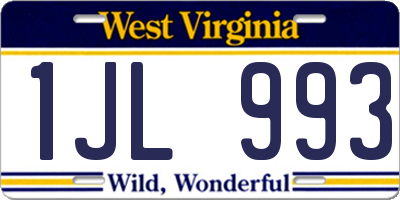 WV license plate 1JL993