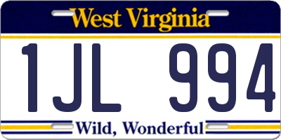 WV license plate 1JL994