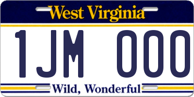 WV license plate 1JM000