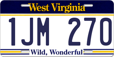 WV license plate 1JM270