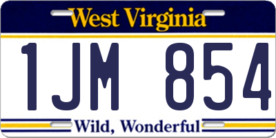 WV license plate 1JM854