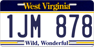 WV license plate 1JM878