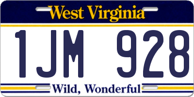 WV license plate 1JM928