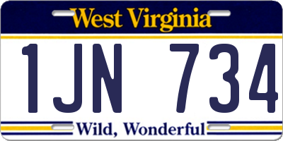 WV license plate 1JN734