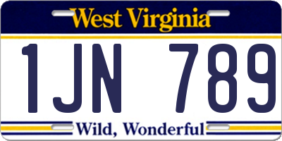 WV license plate 1JN789