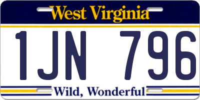 WV license plate 1JN796