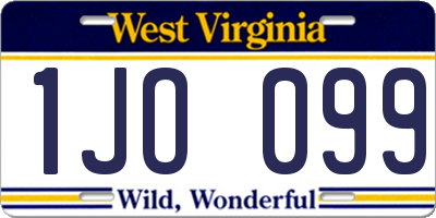 WV license plate 1JO099