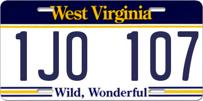 WV license plate 1JO107