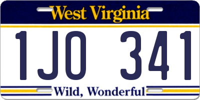 WV license plate 1JO341