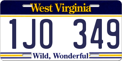 WV license plate 1JO349