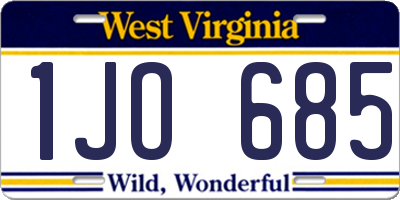 WV license plate 1JO685